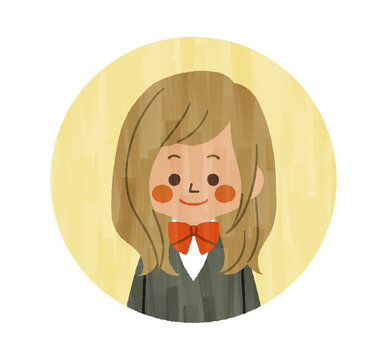 笑顔の女子学生のアイコン-ガッシュ