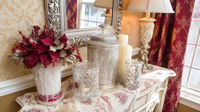 area with console table, mirror, decorative accents, clean and welcoming interior design
