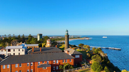 Aerial View of Queenscliff High Light and Coastal Buildings in Victoria © blueringmedia