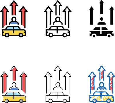 mature driver improvement course color icon variants vector. mature driver improvement course sign. isolated symbol