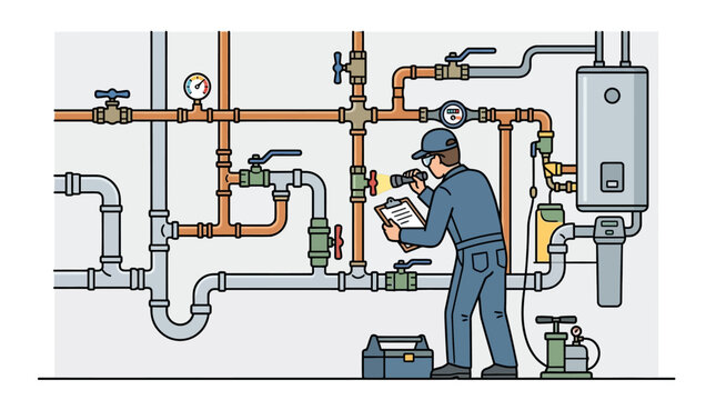 Plumber at Work Site.