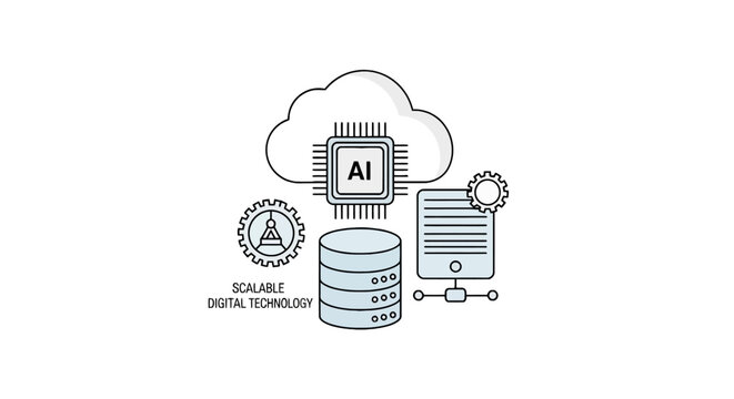 Scalable digital technology cloud computing and ai concept