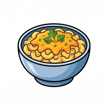 Macaroni in cheese sauce bowl