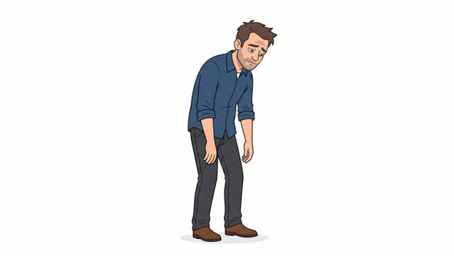 Tired and Exhausted Businessman Standing in Sad Pose Illustration