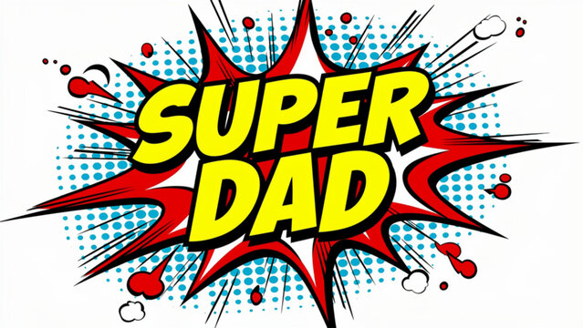 Super dad comic pop art burst graphic.
