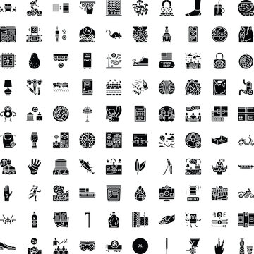 Large collection of clean black glyph icons covering diverse concepts, objects and activities for web, app and ui design versatile flat silhouettes for interfaces and illustrations