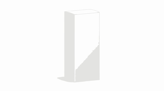 Minimalist white 3D cuboid block on plain background
