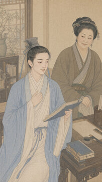 Yingning A Precocious Scholar Traditional Chinese Folklore Illustration