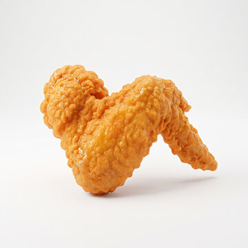 Crispy fried chicken wing on white background