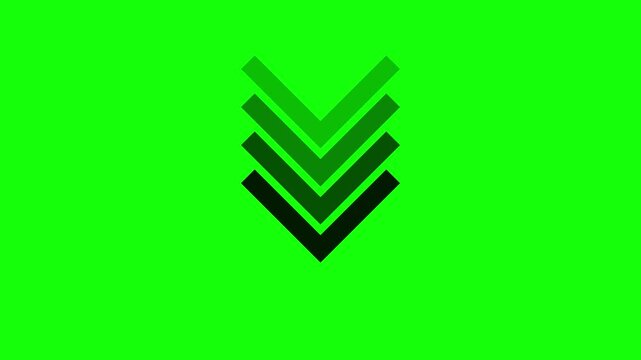 Arrow shape expanding and contracting on green screen background