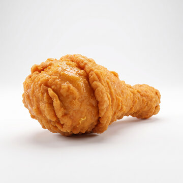 Fried chicken leg on white background