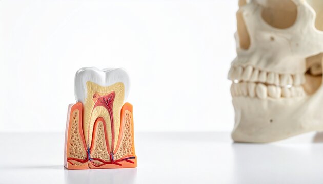 Tooth anatomy revealed in vivid detail, enamel shielding, dentin supporting, pulp glowing with life, symbolizing strength, health, and the intricate balance of human resilience.