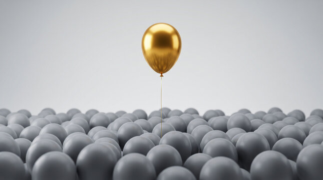 Golden Balloon Rising Above Gray Balloons