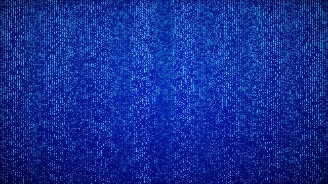 Abstract Blue Digital Rain Background with Falling Binary Code and Matrix Data Streams