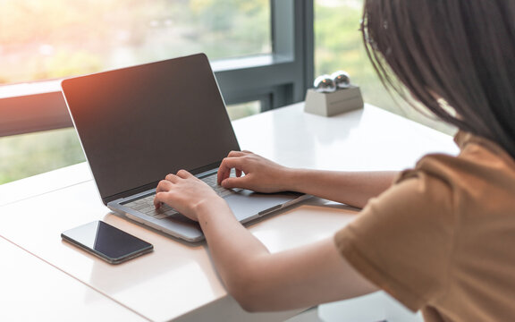 Digital lifestyle blog writer or business person work anywhere using smart device working on mobile smartphone and computer laptop via internet communication network technology e-commerce marketing