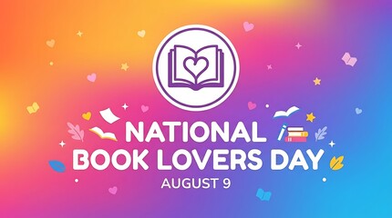 National book lovers day illustration august 9th holiday graphic for readers bookstores