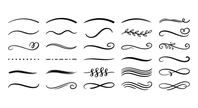 Modern Decorative Line Elements Scribble Swirl Divider Vector Pack