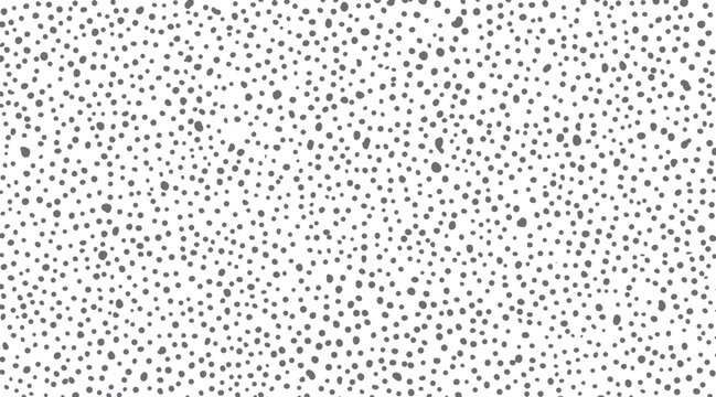 White background with scattered irregular grey dots and circles of varying sizes pattern texture