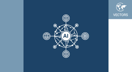 Fototapeta premium Global artificial intelligence network and connectivity icon