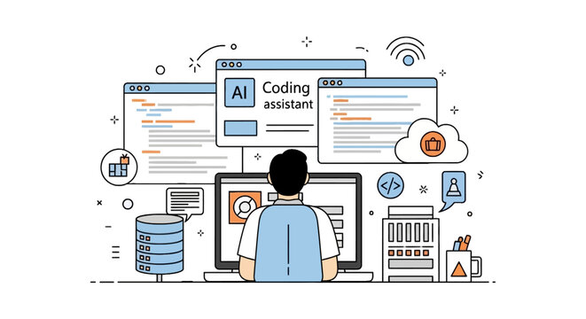 Developer working with artificial intelligence coding assistant