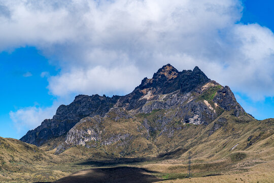 Volcanic mountain landscape above Quito viewed from the Telef&eacute;rico in the Ecuadorian Andes