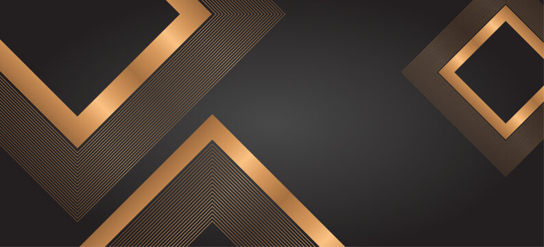 Abstract background featuring elegant dark layers with metallic gold geometric square frames.