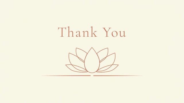 Thank You - Lotus Line Art Animation on Rustic Ivory Chalkboard