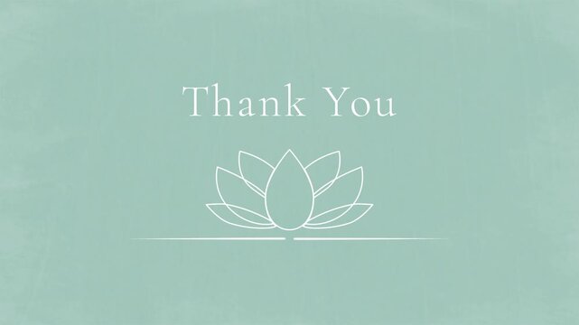 Thank You - Lotus Line Art Animation on Rustic Dusty Blue Chalkboard	