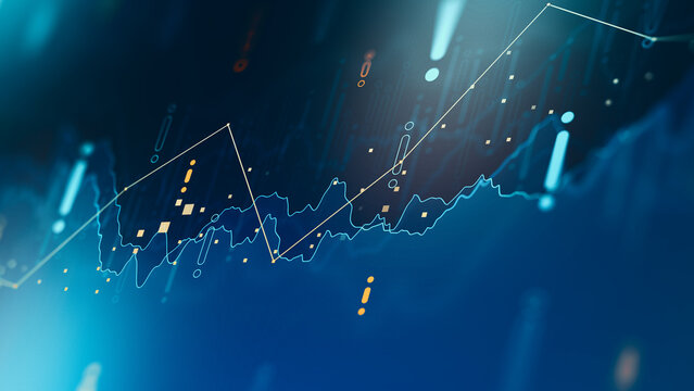 Stock market trends show price changes over a time period on a digital chart