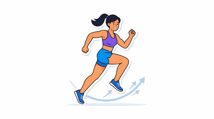 Fototapeta premium A woman in workout gear runs with motion lines