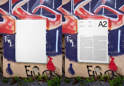 Mockup Of Customized A2 Framed Poster On Wall