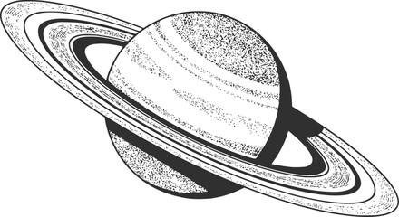 Stylized of the planet saturn with its prominent rings © simplevector