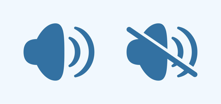 Sound Speaker Icon Set with Active and Muted Volume State Vector