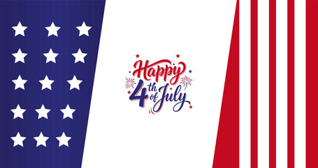 Obraz premium Vibrant patriotic 4th of july celebration background with american flag elements and fireworks