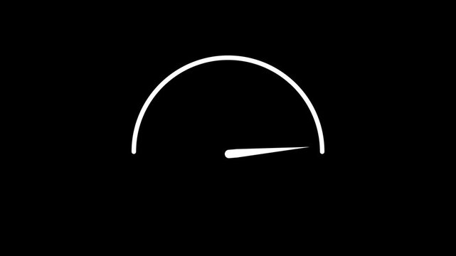 Speedometer icon with low, normal, and high levels indicator. Performance or credit score gauge meter symbol in solid black style 4k video.