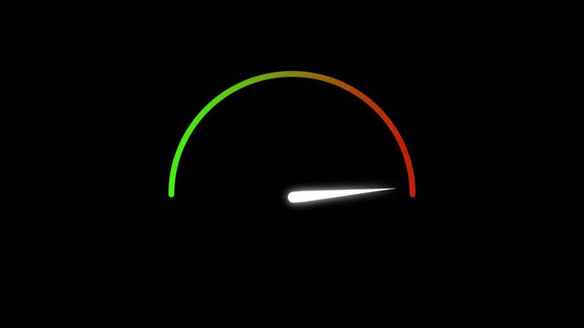 Speedometer icon with low, normal, and high levels indicator. Performance or credit score gauge meter symbol in solid black style 4k video.