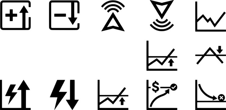 Black and white business finance icons set