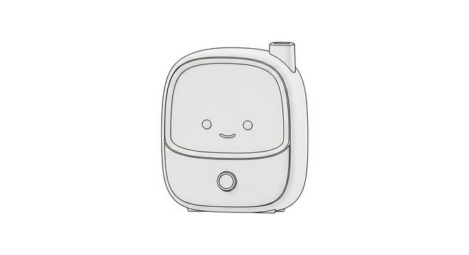 Line art of cute robot face on a smart device