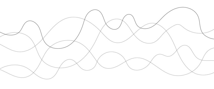 Technology abstract lines on white background. Undulate Grey Wave Swirl, frequency sound wave, twisted curve lines with blend effect