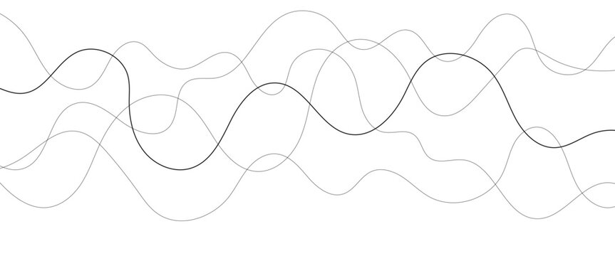 Technology abstract lines on white background. Undulate Grey Wave Swirl, frequency sound wave, twisted curve lines with blend effect