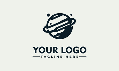 Minimalist Ringed Planet Pluto Space Astronomy Symbol Vector Logo Illustration © nuaari