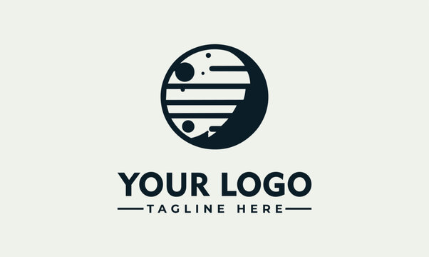 Minimalist planet pluto space cosmic symbol vector logo illustration for brand identity