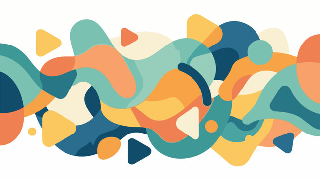 Abstract flowing shapes and triangles in warm and cool colors