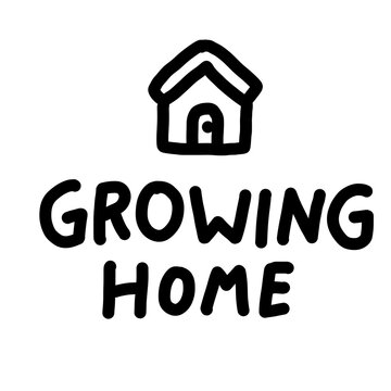 Hand Drawn House Doodle with Growing Home Inspirational Quote Lettering