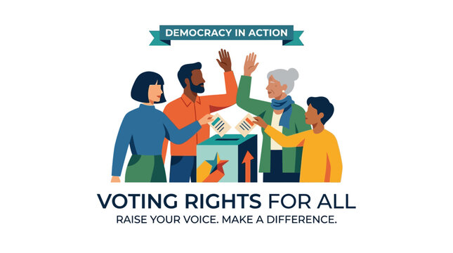 Diverse People Voting Together for Democracy