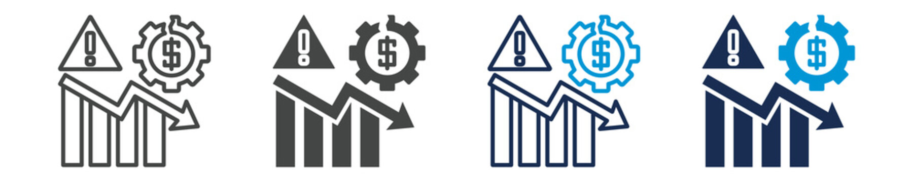stock market crash icon set with multi concept