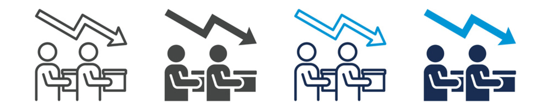 mass layoff icon set with multi concept