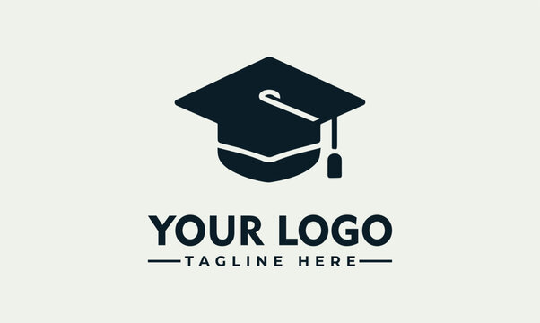 Minimalist academic graduation cap vector logo illustration design template for education school