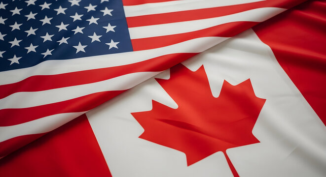 Happy canada day celebration with american canadian flag overlay