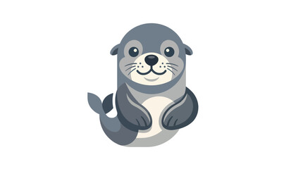Cute cartoon seal smiling face. © ifin